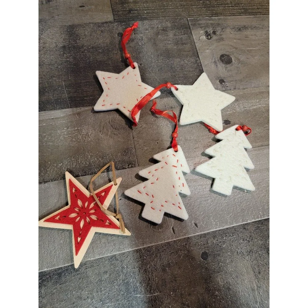 Felt star tree‎ red green xmas ornament set